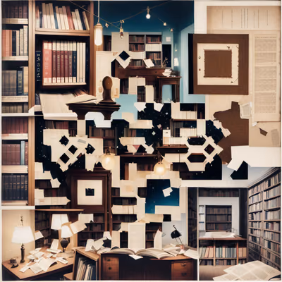 Library Bookshelves Paper Collage QR Code Art — image 1