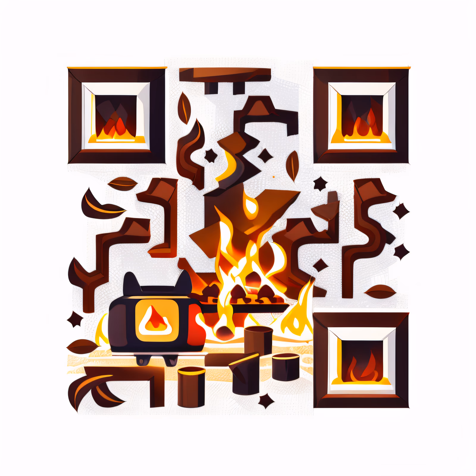 Векторный QR-код с костром для наклеек — изображение 1