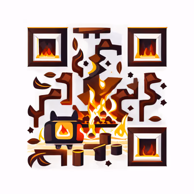 Векторный QR-код с костром для наклеек — изображение 1