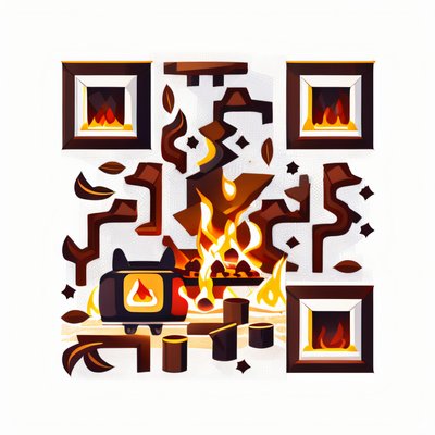 Campfire Bonfire Vector QR Code for Stickers
