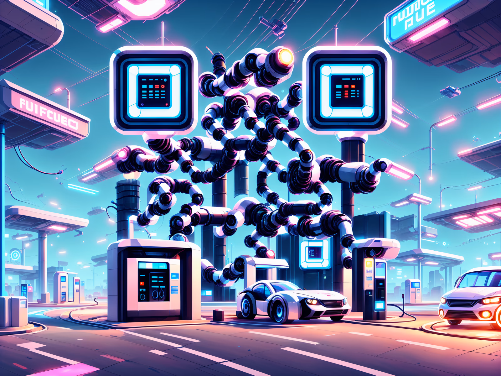 Futuristic Fuel Station Game Art QR Code for Posters — image 1