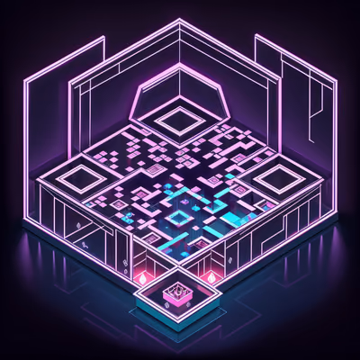 Isometric Neon Mirror Maze QR Code for Posters — image 1
