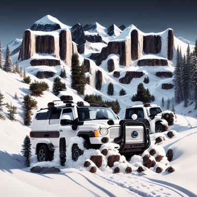 雪山越野车二维码艺术,适用于海报