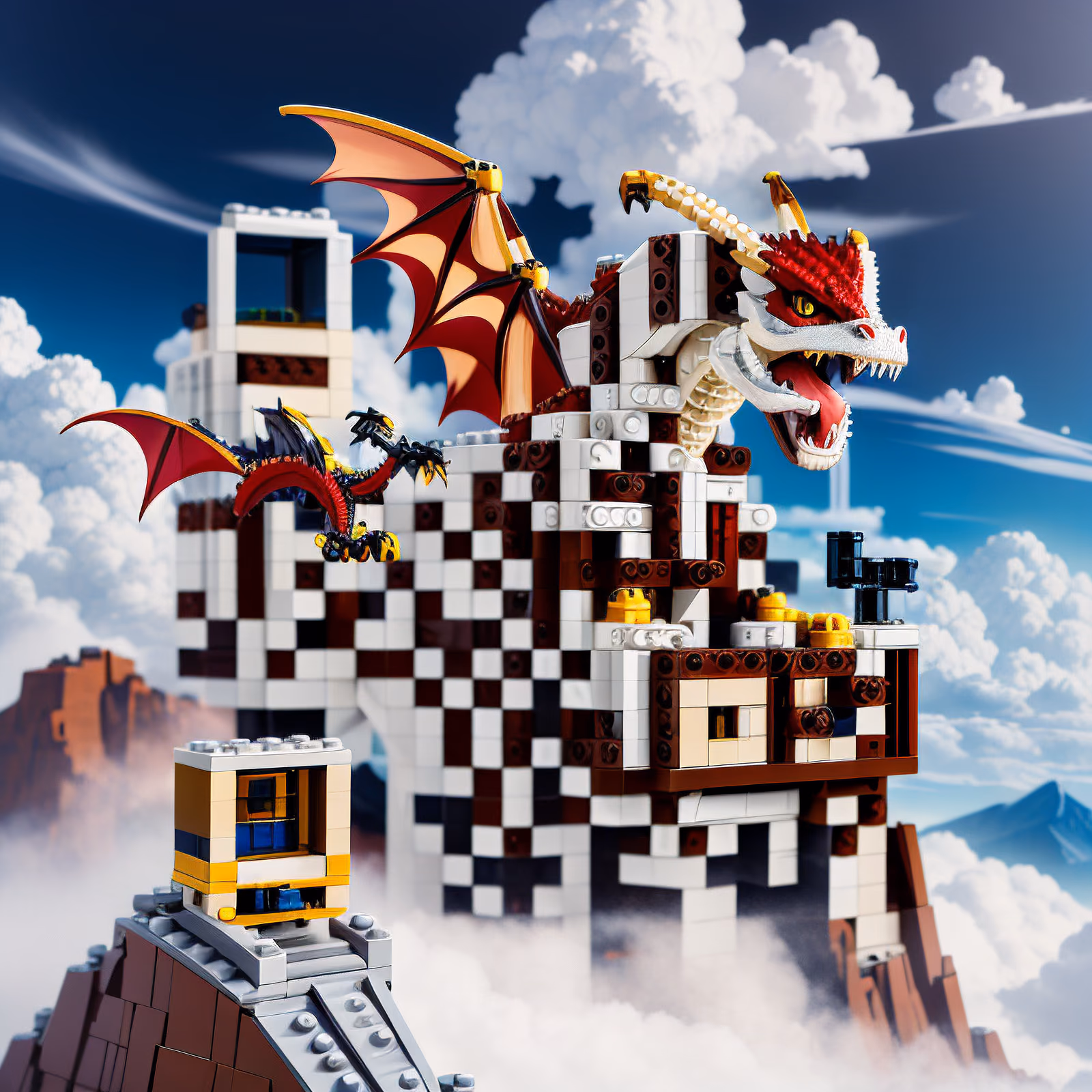 Brick Dragon on Mountain Tower QR Code for Posters — image 1