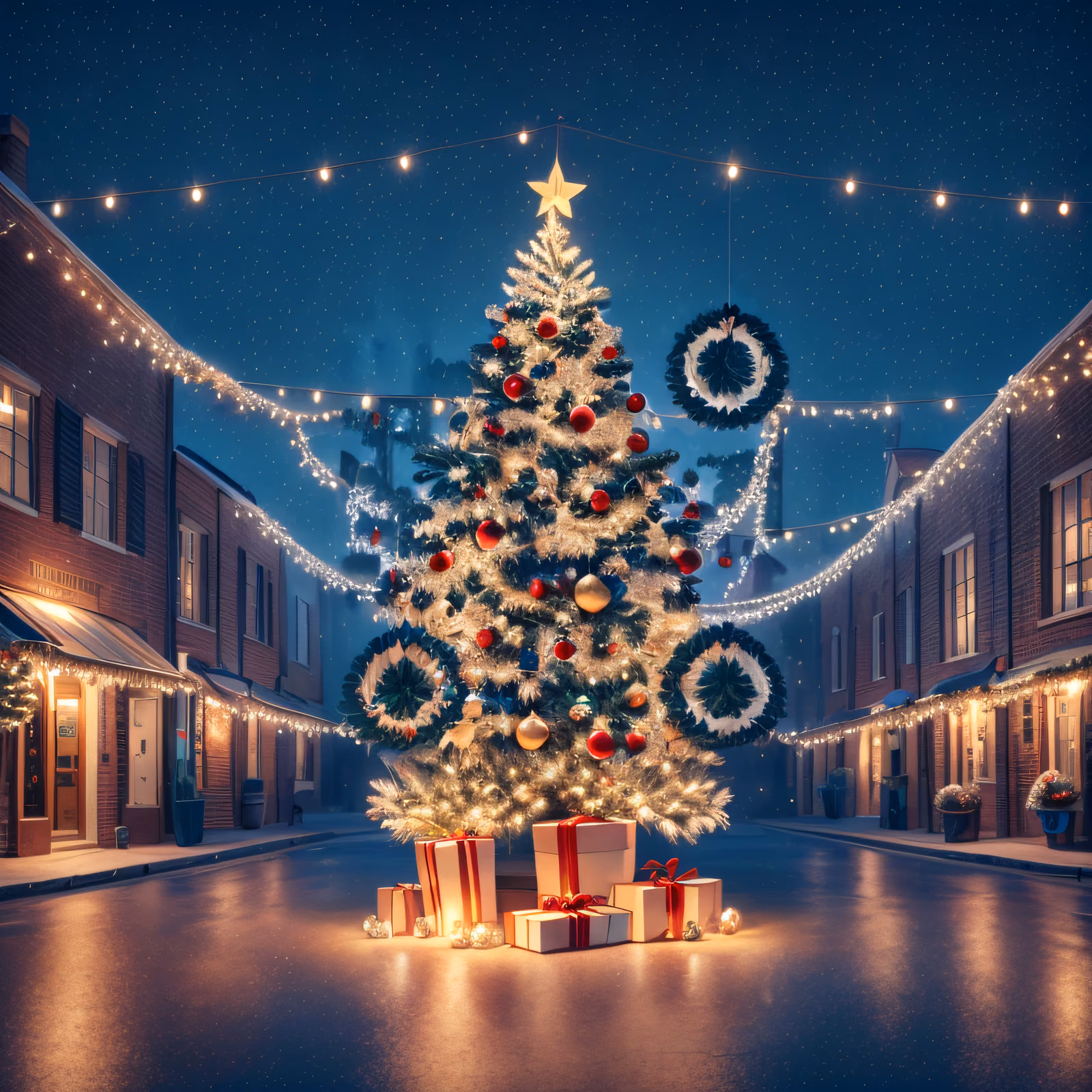 Christmas Tree Town Street 3D QR Code for Greeting Cards — image 1