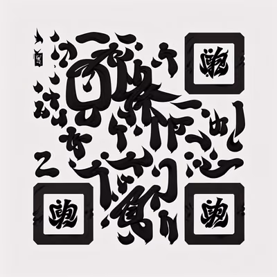 Black Ink Brush Calligraphy Emblem QR Code Art — image 1