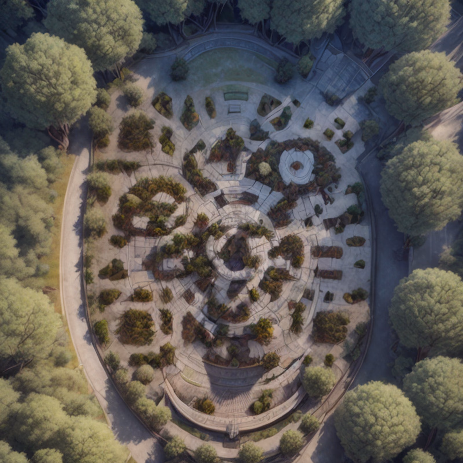 Aerial Labyrinth Garden Photorealistic QR Code Art — image 1