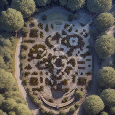 Aerial Labyrinth Garden Photorealistic QR Code Art — image 1