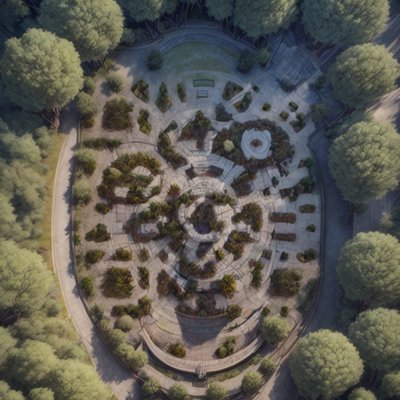 Aerial Labyrinth Garden Photorealistic QR Code Art