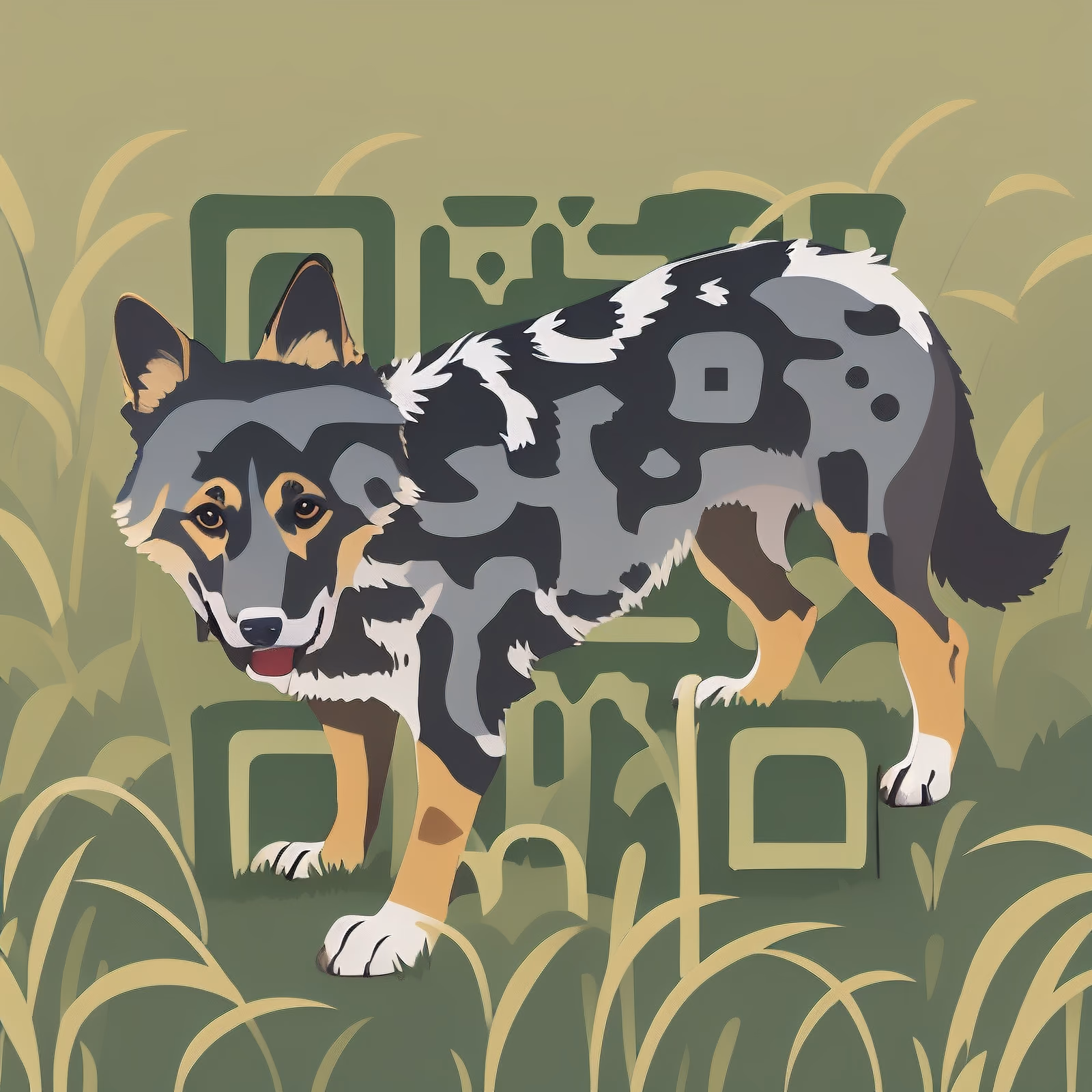German Shepherd in Meadow Vector QR Code for Posters — image 1