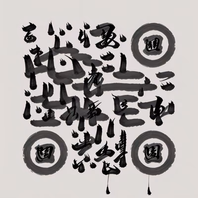Sumi-e Calligraphy Ink Brush QR Code Art — image 1