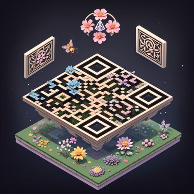 Isometric Fairy Garden Altar QR Code Art