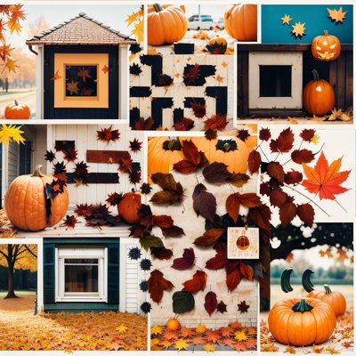 Autumn Pumpkin Leaf Collage QR Code for Posters