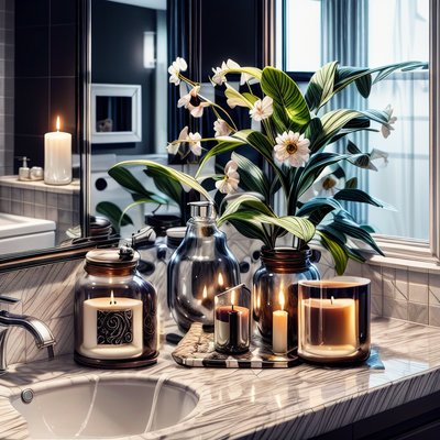Bathroom Vanity Candles 3D Render QR Code for Packaging