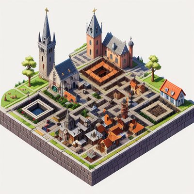 Isometric Medieval Town 3D QR Code Art