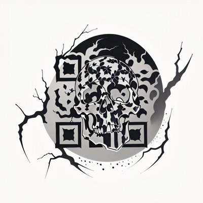 Skull in Cracked Egg Tattoo QR Code for Temporary Tattoos