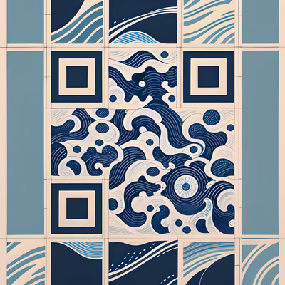 Indigo Wave Tile Pattern Ocean QR Code Art — image 1