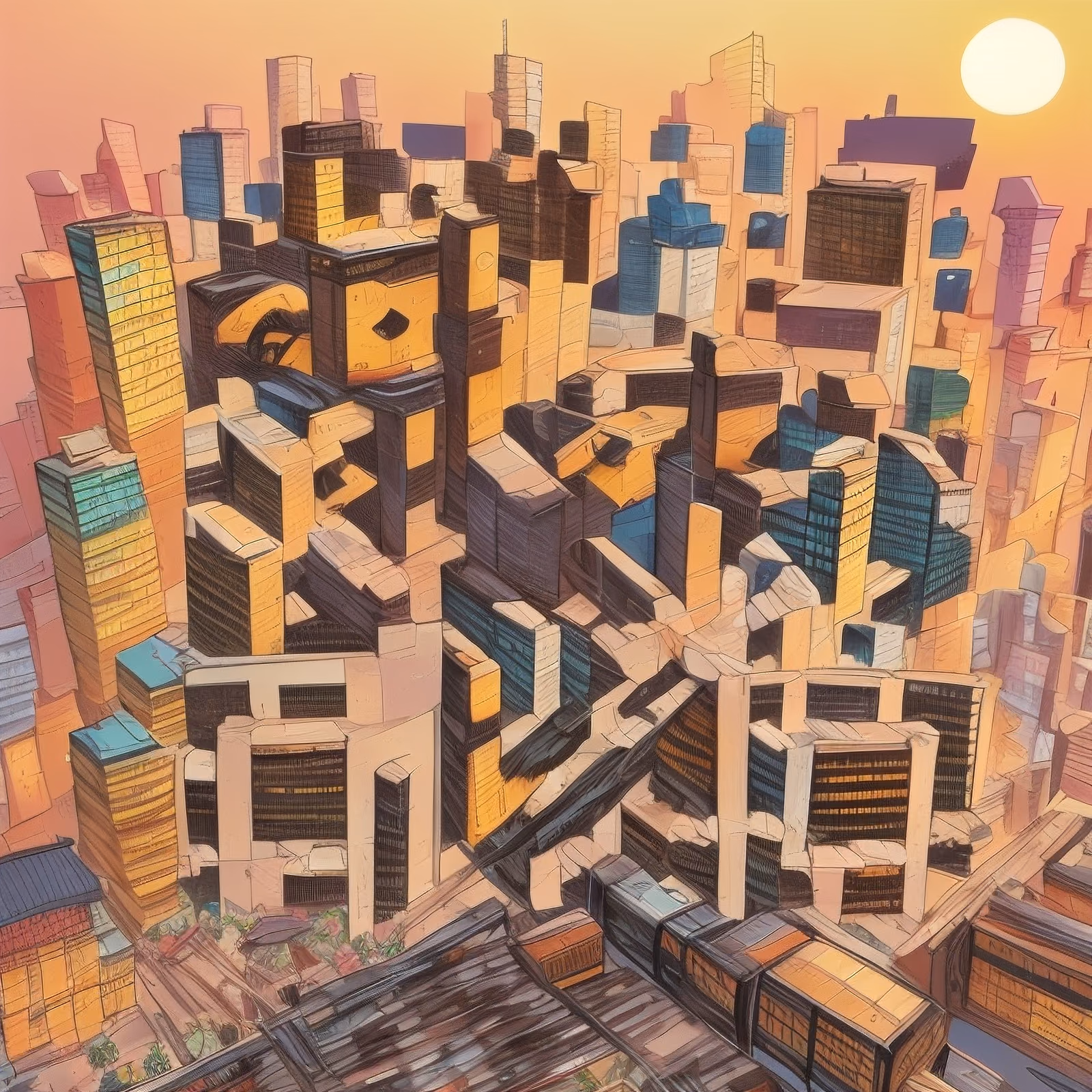 Comic Style Skyscraper City Building QR Code for Posters — image 1