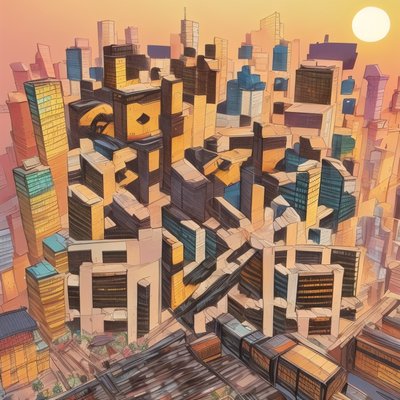 Comic Style Skyscraper City Building QR Code for Posters
