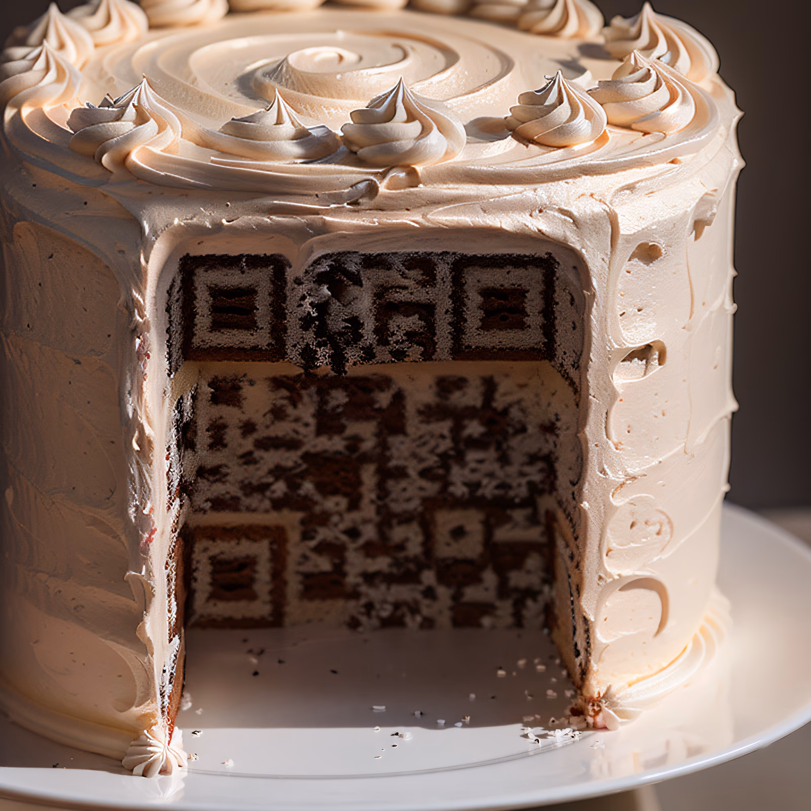 Birthday Cake Cross Section Photorealistic QR Code for Restaurant Menus — image 1