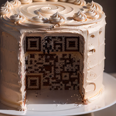Birthday Cake Cross Section Photorealistic QR Code for Restaurant Menus — image 1