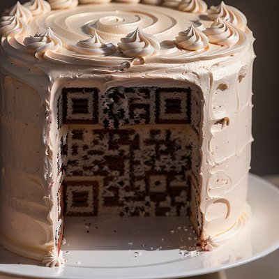 Birthday Cake Cross Section Photorealistic QR Code for Restaurant Menus