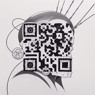 Mechanical Gear Skull Tattoo QR Code for Temporary Tattoos — image 1