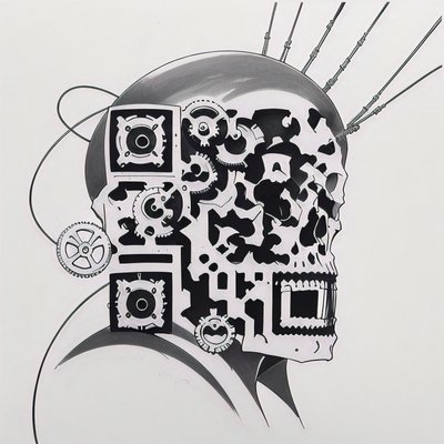 Mechanical Gear Skull Tattoo QR Code for Temporary Tattoos