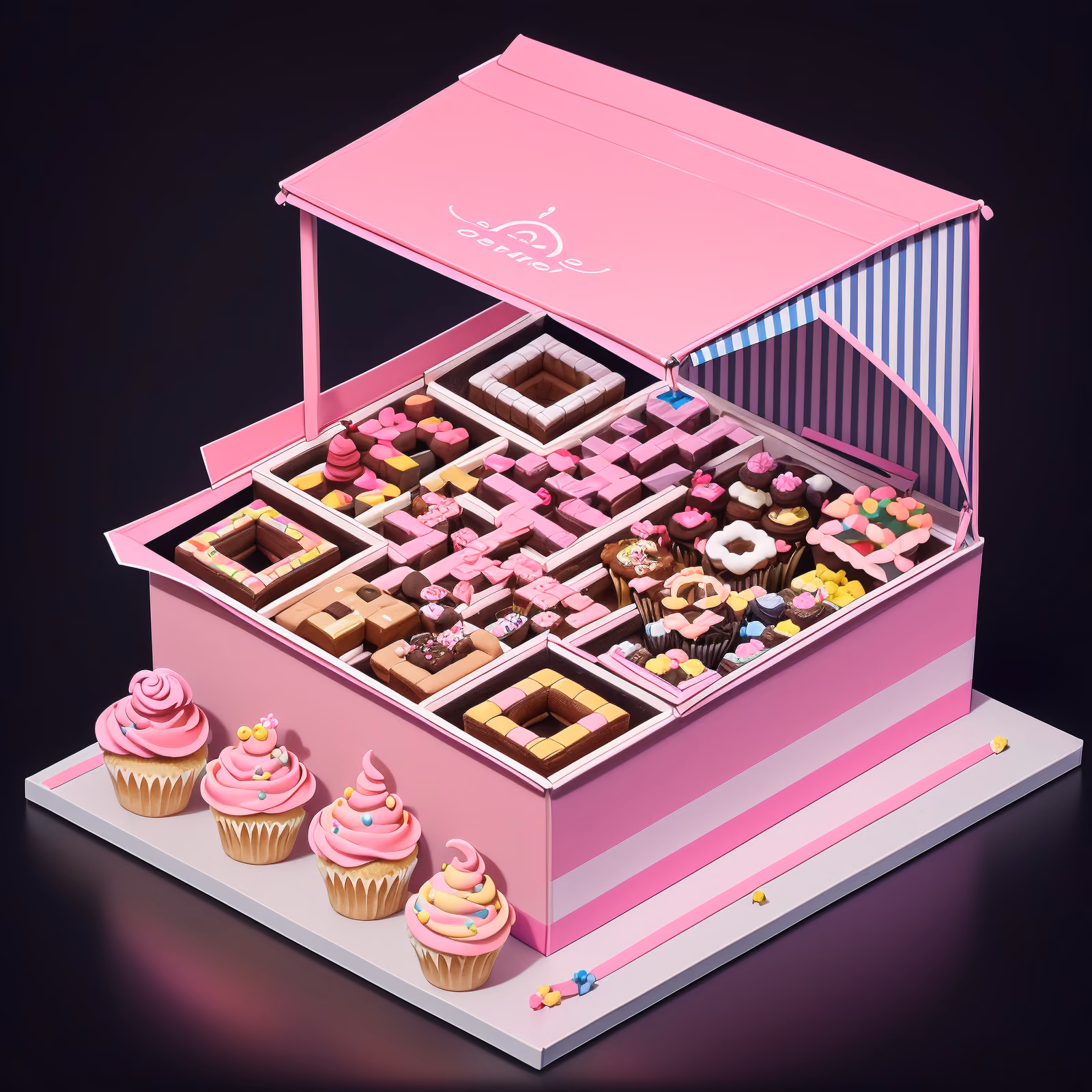Изометрический магазин капкейков: 3D QR-код для упаковки — изображение 1