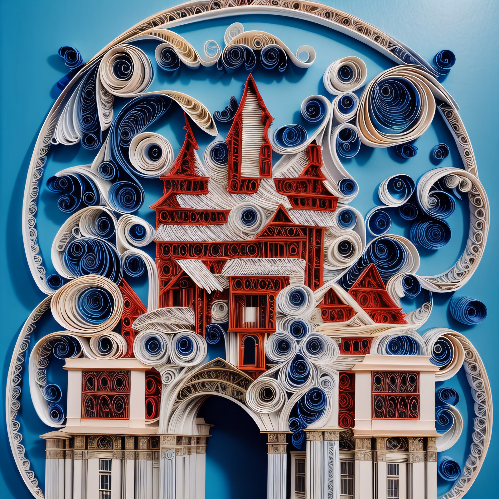 Quilled Paper Building Folk Art QR Code Art — image 1