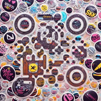Sticker Bomb Collage Heart QR Code for Stickers