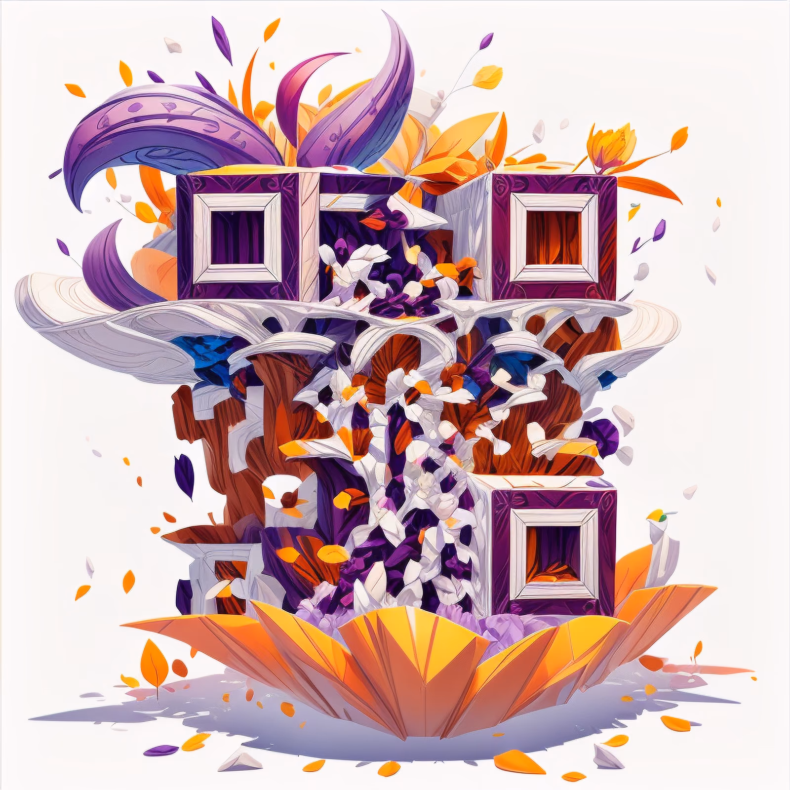 Башня из блоков со взрывом лепестков: QR-код для постеров — изображение 1