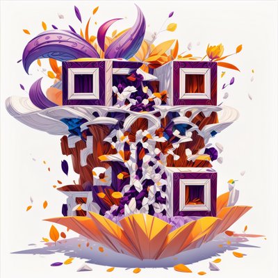 Башня из блоков со взрывом лепестков: QR-код для постеров