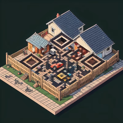 Isometric Neighborhood Comic QR Code for Posters — image 1