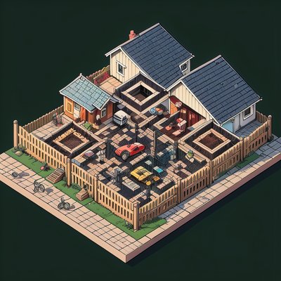 Isometric Neighborhood Comic QR Code for Posters