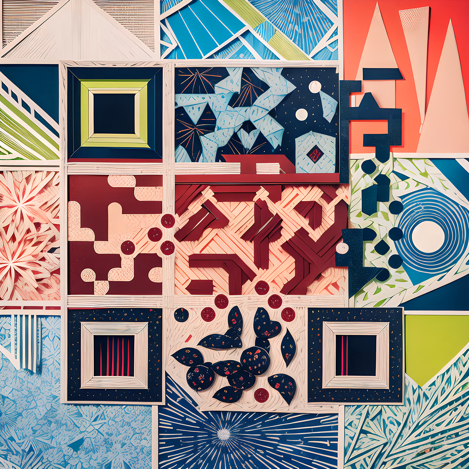Cut Paper Geometric Patchwork Collage QR Code Art — image 1