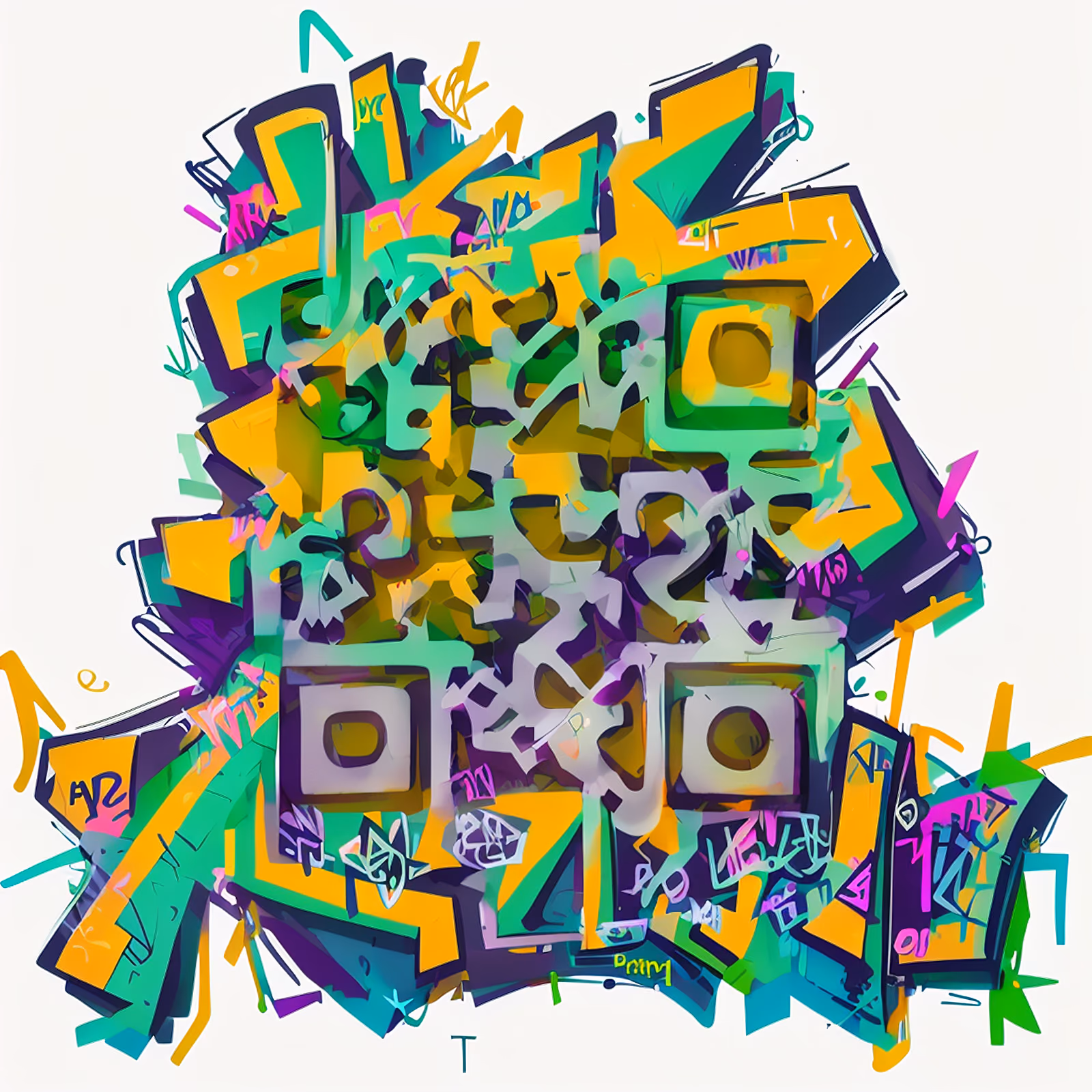 Wildstyle Graffiti Lettering QR Code for Stickers — image 1
