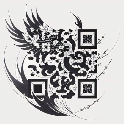 Sakura Wings Ink Tattoo QR Code for Temporary Tattoos