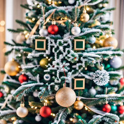 Christmas Tree Ornaments Photo QR Code for Greeting Cards — image 1