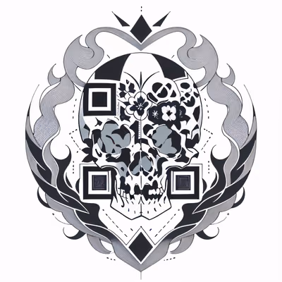 Tribal Skull Ink Tattoo QR Code for Temporary Tattoos — image 1