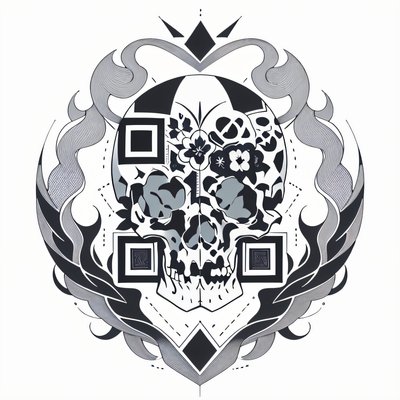 Tribal Skull Ink Tattoo QR Code for Temporary Tattoos