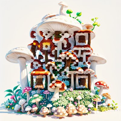 Giant Mushroom Garden 3D Game QR Code for Stickers