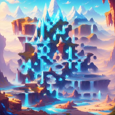 Crystal Towers Fantasy Landscape QR Code Art