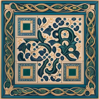 Majolica Tile Vine Pattern QR Code Art
