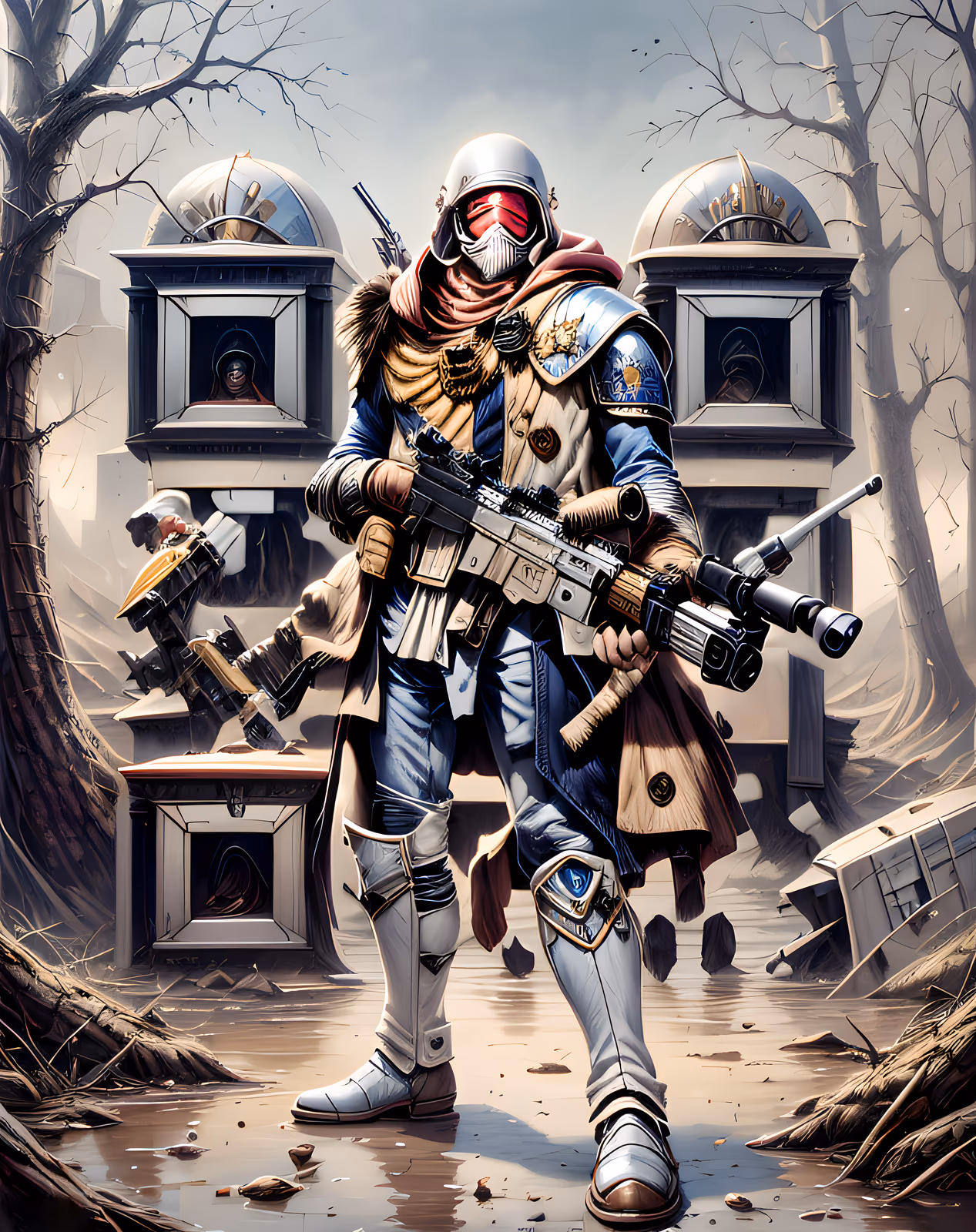 Armored Rifleman Sci-Fi Painting QR Code for Posters — image 1