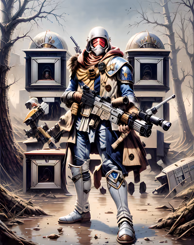 Armored Rifleman Sci-Fi Painting QR Code for Posters — image 1