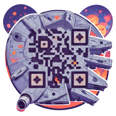Grey Spaceship Vector Sticker QR Code for Stickers — image 1