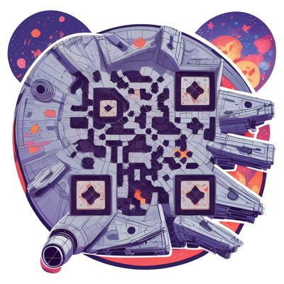 Grey Spaceship Vector Sticker QR Code for Stickers