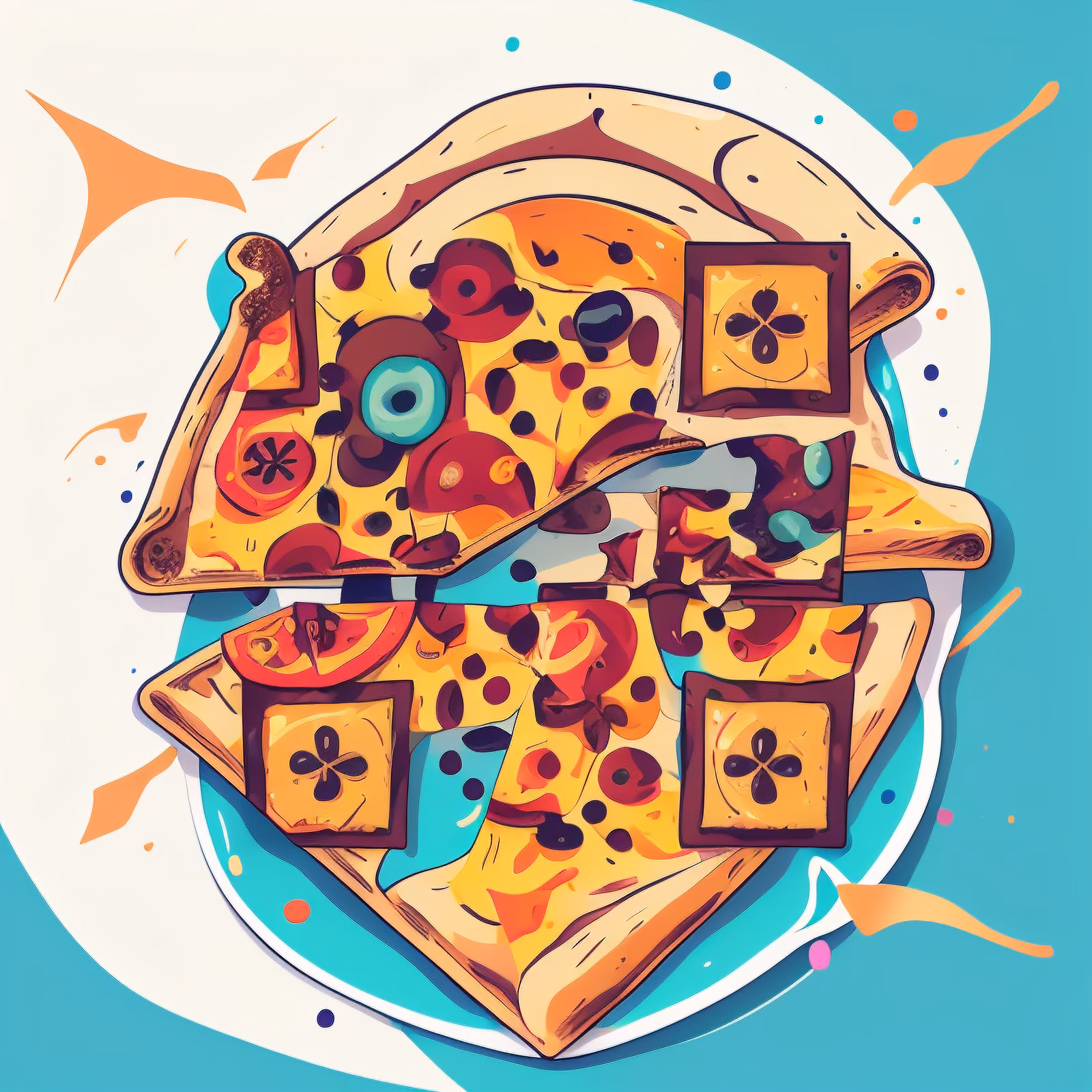 Abstract Pizza Vector QR Code for Stickers — image 1