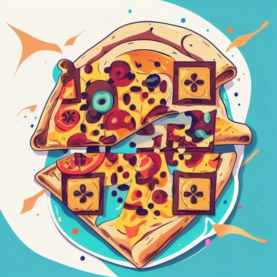 Abstract Pizza Vector QR Code for Stickers
